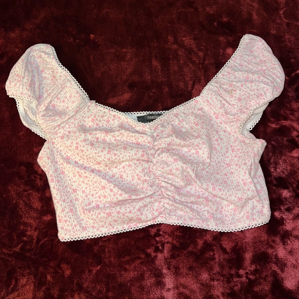 Forever 21 Pink Floral Crop Top